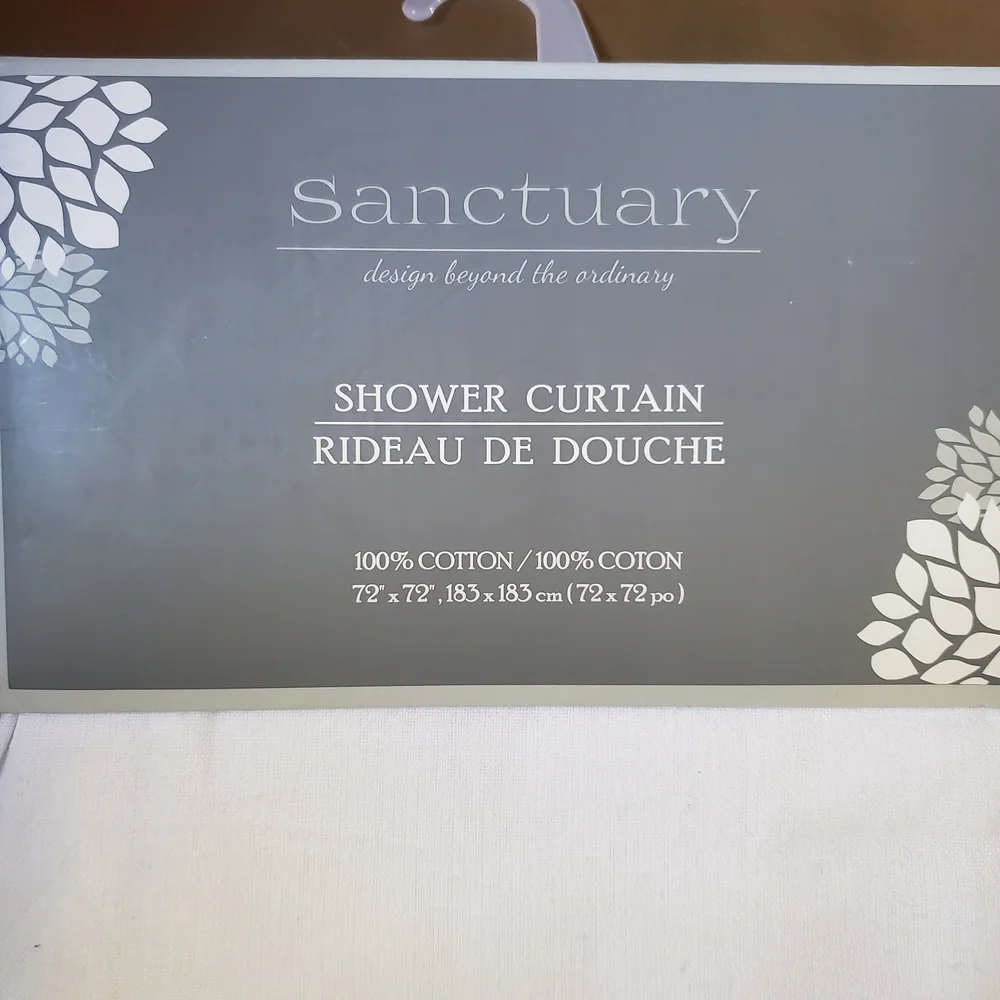 Sanctuary Shower Curtain  with Horizontal Stripes 100 Percent Cotton 72x72 NWT